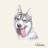 2 sided Husky Vader Shoulder bag with "My Husky Comes Shopping with Me" on the reverse Design