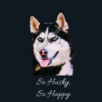 So Husky, So Happy.with a Black & White Husky Jett. T-Shirt Design