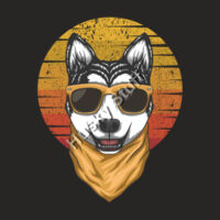Retro Cool Husky With Sunnies and a Bandana T-Shirt Design
