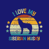 Retro I Love My Siberian Husky Stone Wash T-Shirt Design