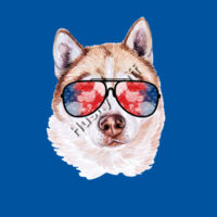 Red & White Husky with Cool Sunnies Design