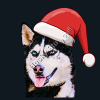 Christmas Black & White Husky with A Santa Hat Design
