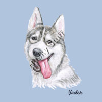 2 Sided Blue My Husky Comes Shopping With Me Shopping bag with a Husky with a mask on the other side Design