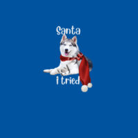 Santa I Tried with a White Faced  husky laying down Design