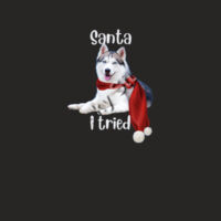 Santa I Tried with a White Faced  husky laying down Design