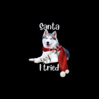 Santa I Tried with a White Faced  husky laying down Design