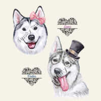 2 Sided Husky Bag, KoovaLuna & Vader Shopping tote with My Huskies Come Shopping with Me on one side and 2 huskies on the other Design