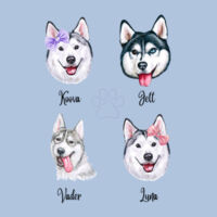 My Aussie Huskies Come Shopping With Me, Denim Blue Carrie Bag, with 4 huskies Design