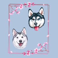 Four Husky's  Blossoms Denim Bag Design