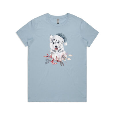Woman's Husky Christmas Tee-Shirt Thumbnail