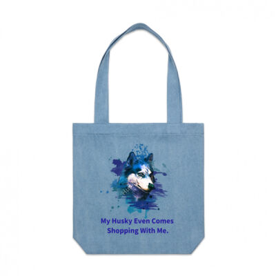 My Husky Even Comes Shopping With Me Shopping Tote Thumbnail