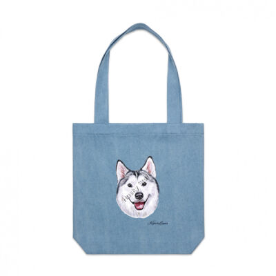 Carry Bag (Blue) with White-Faced Husky Koovaluna Thumbnail