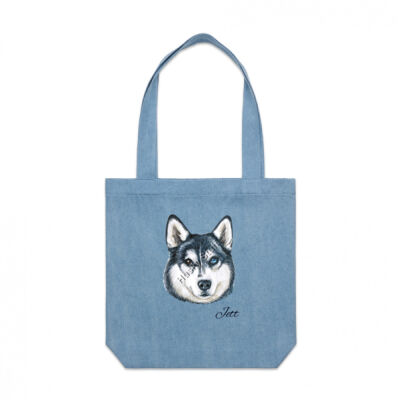 Carry Bag (Blue) with Black & White Husky Jett Thumbnail