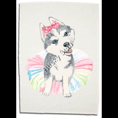 Tea towel Husky in a Tutu Thumbnail