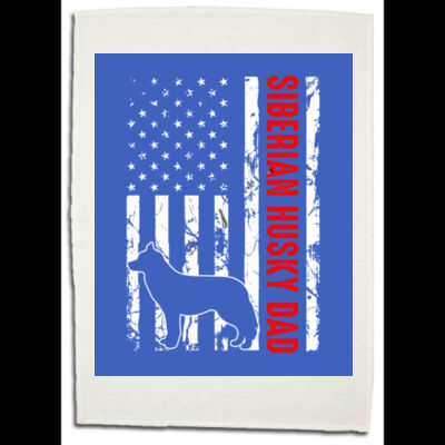 Tea Towel Siberian Husky Dad Red white and blue Thumbnail