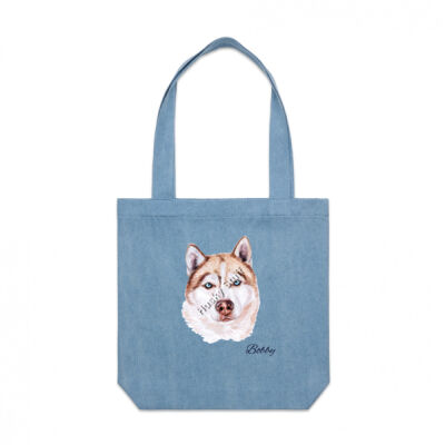 Carry Bag(Blue) with a Red and white Husky Bobby Thumbnail