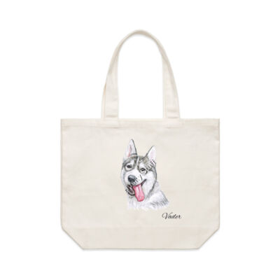 2 sided Husky Vader Shoulder bag with "My Husky Comes Shopping with Me" on the reverse Thumbnail