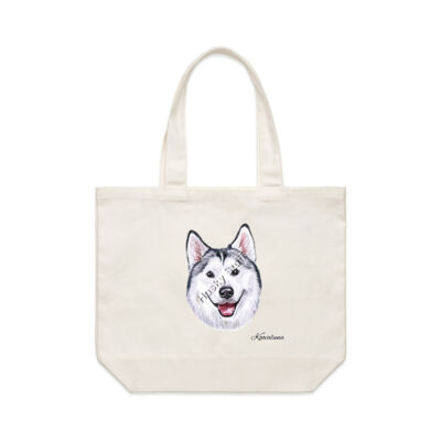 2 sided Husky Koovaluna Shoulder bag with "My Husky Comes Shopping with Me" on the reverse Thumbnail