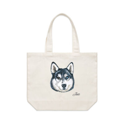2 sided Huskey Jett Shoulder bag with "My Husky Comes Shopping with Me" on the reverse Thumbnail