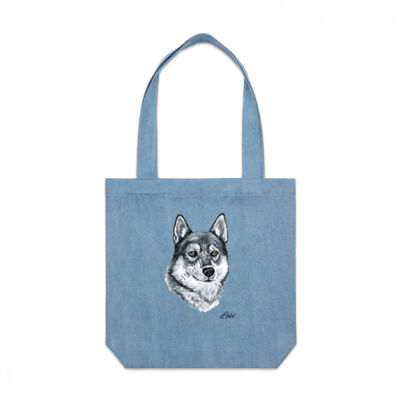 Carry Bag (Blue) with Black & White Husky Loki Thumbnail