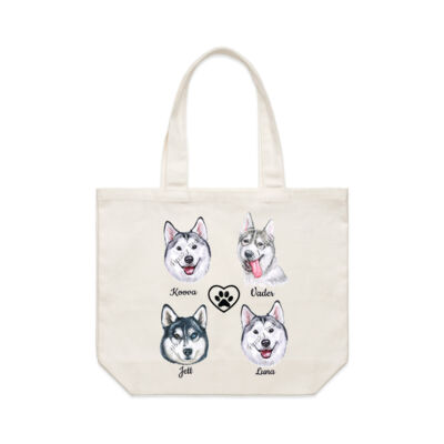 We All Go Shopping With Our Grandma, on one side & 4 Huskies on the other side Thumbnail