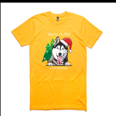 Merry Fluffin Christmas with a Black & White Husky in a Santa Hat Thumbnail