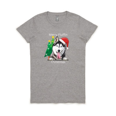 Merry Fluffin Christmas with a Black & White Husky in a Santa Hat Thumbnail