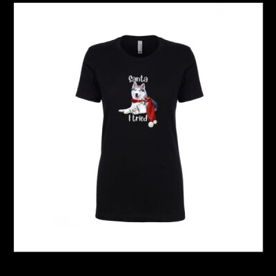 Santa I Tried with a White Faced  husky laying down Thumbnail