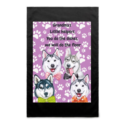 "Grandmas Little Helpers", "you do the dishes we will do the floor"Husky Inspired Tea Towel  Thumbnail