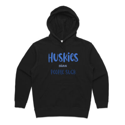 Huskies Because People Suck  Women's  Premium Hoody Blue Lettering Thumbnail