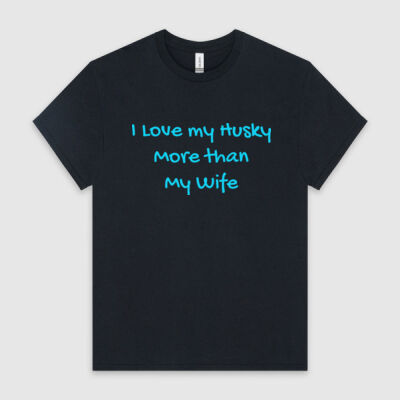 I Love my Husky more than my wife Mens Heavy cotton T Shirt Thumbnail