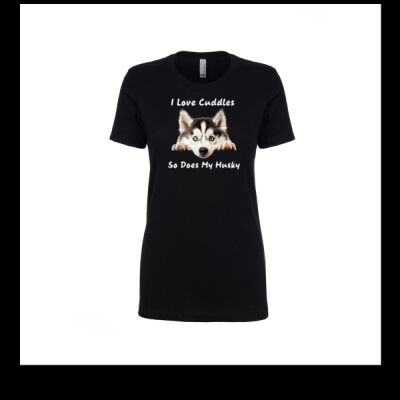 I Love Cuddles, So does my Husky with a cute husky ladies T-Shirt Thumbnail